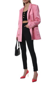Женские замшевые туфли BALMAIN розового цвета, арт. XN1UA517/LMMS | Фото 2 (Каблук высота: Высокий; Материал внутренний: Натуральная кожа; Материал сплава: Проставлено; Каблук тип: Шпилька; Подошва: Плоская; Драгоценные камни: Проставлено; Материал внешний: Замша)