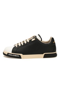 Мужские кожаные кеды portofino DOLCE & GABBANA черно-белого цвета, арт. CS1705/AA335 | Фото 3 (Материал внутренний: Натуральная кожа; Стили: Классический; Материал утеплителя: Без утеплителя; Подошва: Плоская; Статус проверки: Проверена категория; Длина стельки: 24,5, 25,3, 25,5, 26,1, 26,3, 26,9, 27,1, 27,7, 27,9, 28,5, 28,7, 29,3, 30,1)