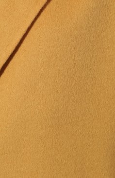 Женское пальто BOSS желтого цвета, арт. 50495269 | Фото 5 (Материал внешний: Шерсть;  Рукава: Длинные; Длина (верхняя одежда): До колена; Материал сплава: Проставлено; 1-2-бортные: Однобортные; Драгоценные камни: Проставлено; Стили: Кэжуэл)
