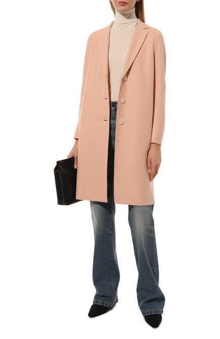 Женское шерстяное пальто HARRIS WHARF LONDON розового цвета, арт. A1331MLX | Фото 2 (Длина (верхняя одежда): До колена; Материал внешний: Шерсть; Рукава: Длинные)