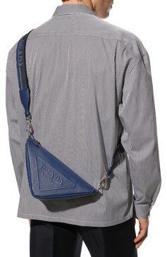Мужская кожаная сумка PRADA синего цвета, арт. 2VH155-2FAD-F0016-OOO | Фото 2 (Размер: medium; Материал: Натуральная кожа; Ремень/цепочка: На ремешке)