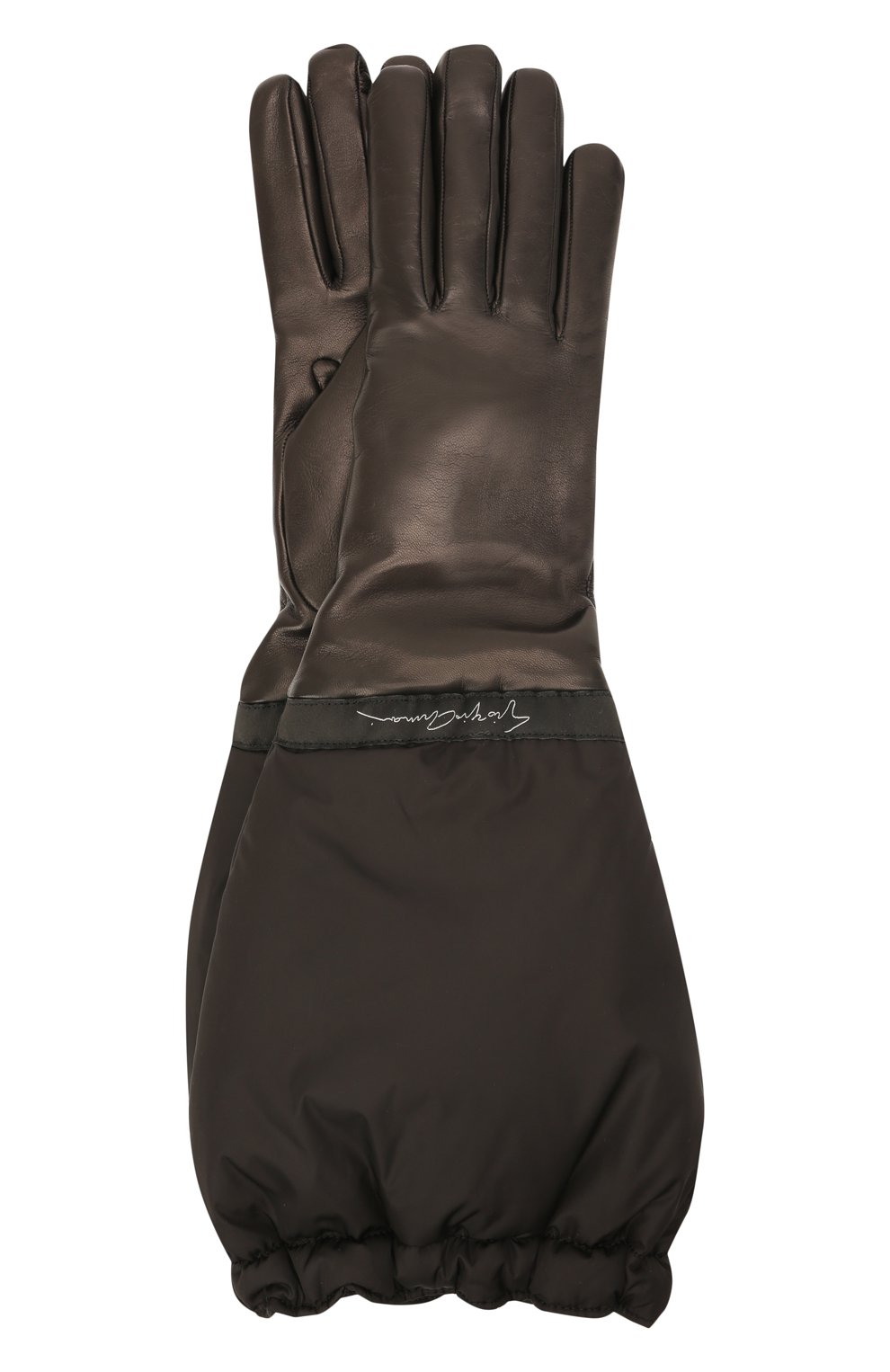 Женские перчатки GIORGIO ARMANI черного цвета, арт. 794239/1A216 | Фото 1 (Материал: Натуральная кожа)