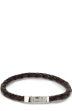 Мужской плетеный кожаный браслет с серебряной отделкой TATEOSSIAN коричневого цвета, арт. BR-3799 | Фото 1 (Материал: Кожа; Статус проверки: Проверена категория)
