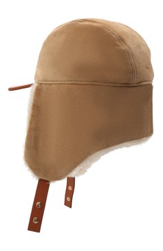 Женская шапка-ушанка с отделкой из овчины CHLOÉ бежевого цвета, арт. CHC21WD016SSS | Фото 3 (Материал: Натуральная кожа)