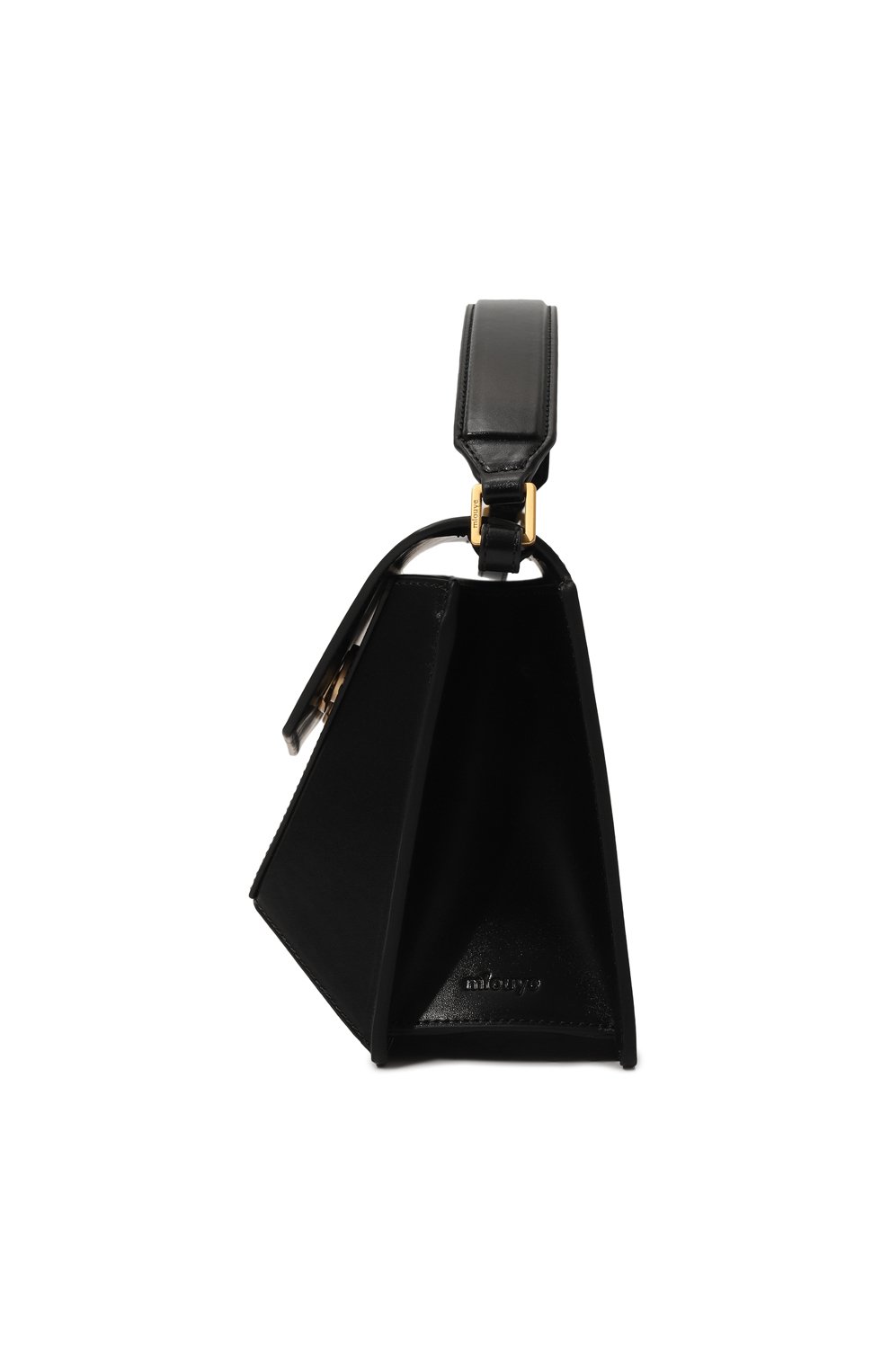 Женская сумка naomi MLOUYE черного цвета, арт. 10-001 | Фото 4 (Сумки-технические: Сумки top-handle; Материал: На туральная кожа; Материал сплава: Проставлено; Ремень/цепочка: На ремешке; Драгоценные камни: Проставлено; Размер: small)