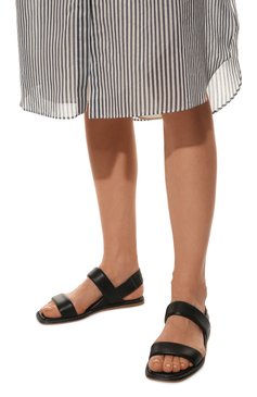 Женские кожаные сандалии BRUNELLO CUCINELLI черного цвета, арт. MZCWC2152 | Фото 3 (Материал внешний: Кожа; Материал внутренний: Натуральная кожа; Подошва: Плоская)