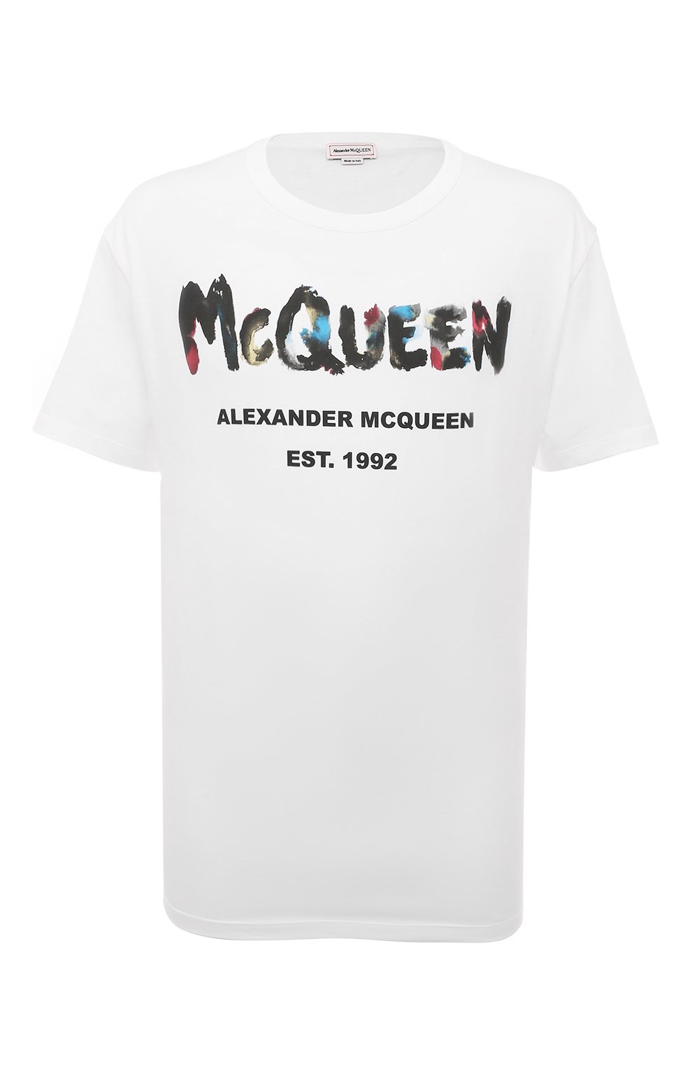 Хлопковая футболка Alexander McQueen Белый 727285 QUZ22 6040541