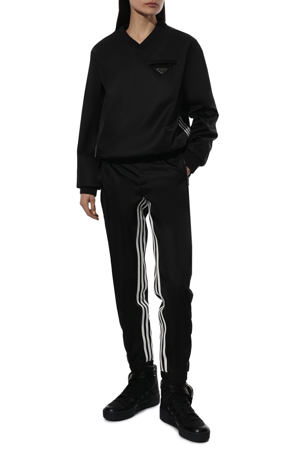 Мужского комбинированные кеды adidas for prada re-nylon PRADA черного цвета, арт. 2TG193-3LJX-F0557 | Фото 2 (Кросс-КТ: хайтопы; Материал внешний: Синтетический материал)
