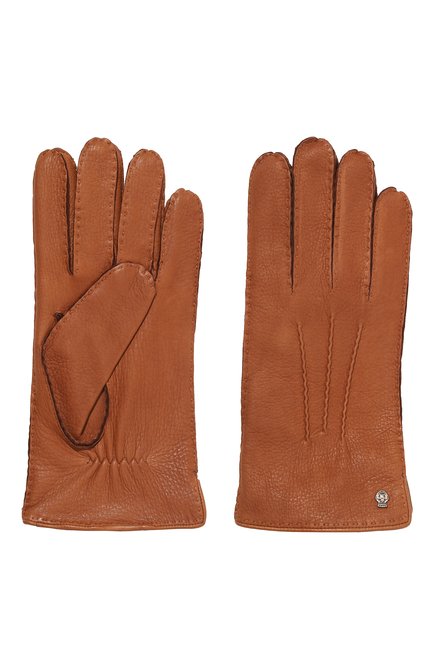 Мужские кожаные перчатки ROECKL светло-коричневого цвета, арт. 11013-643 | Фото 2 (Мужское Кросс-КТ: Кожа и замша; Материал: Натуральная кожа; Материал сплава: Проставлено; Нос: Не проставлено)