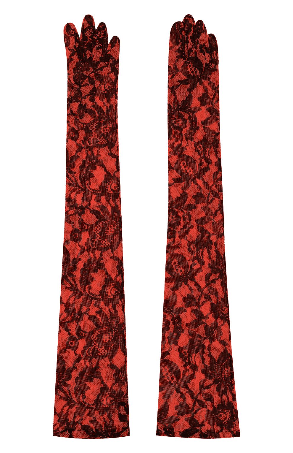 Женские перчатки DRIES VAN NOTEN красного цвета, арт. 201-10101-782 | Фото 2 (Материал: Текстиль, Синтетический материал; Кросс-КТ: Трикотаж; Длина (верхняя одежда): Длинные)