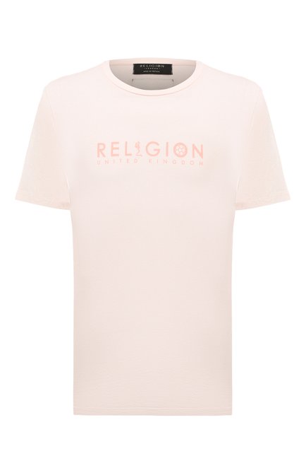 Мужская хлопковая футболка RELIGION светло-розового цвета, арт. 13PUNN03 | Фото 1 (Рукава: Короткие; Длина (для топов): Стандартные; Драгоценные камни: Проставлено; Материал внешний: Хлопок; Материал сплава: Проставлено)
