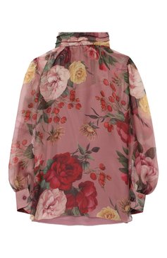 Детское шелковая блузка DOLCE & GABBANA розового цвета, арт. L54S33/HS16K/2-6 | Фото 2 (Материал внешний: Шелк; Рукава: Длинные; Статус проверки: Проверено, Проверена категория; Материал подклада: Шелк)