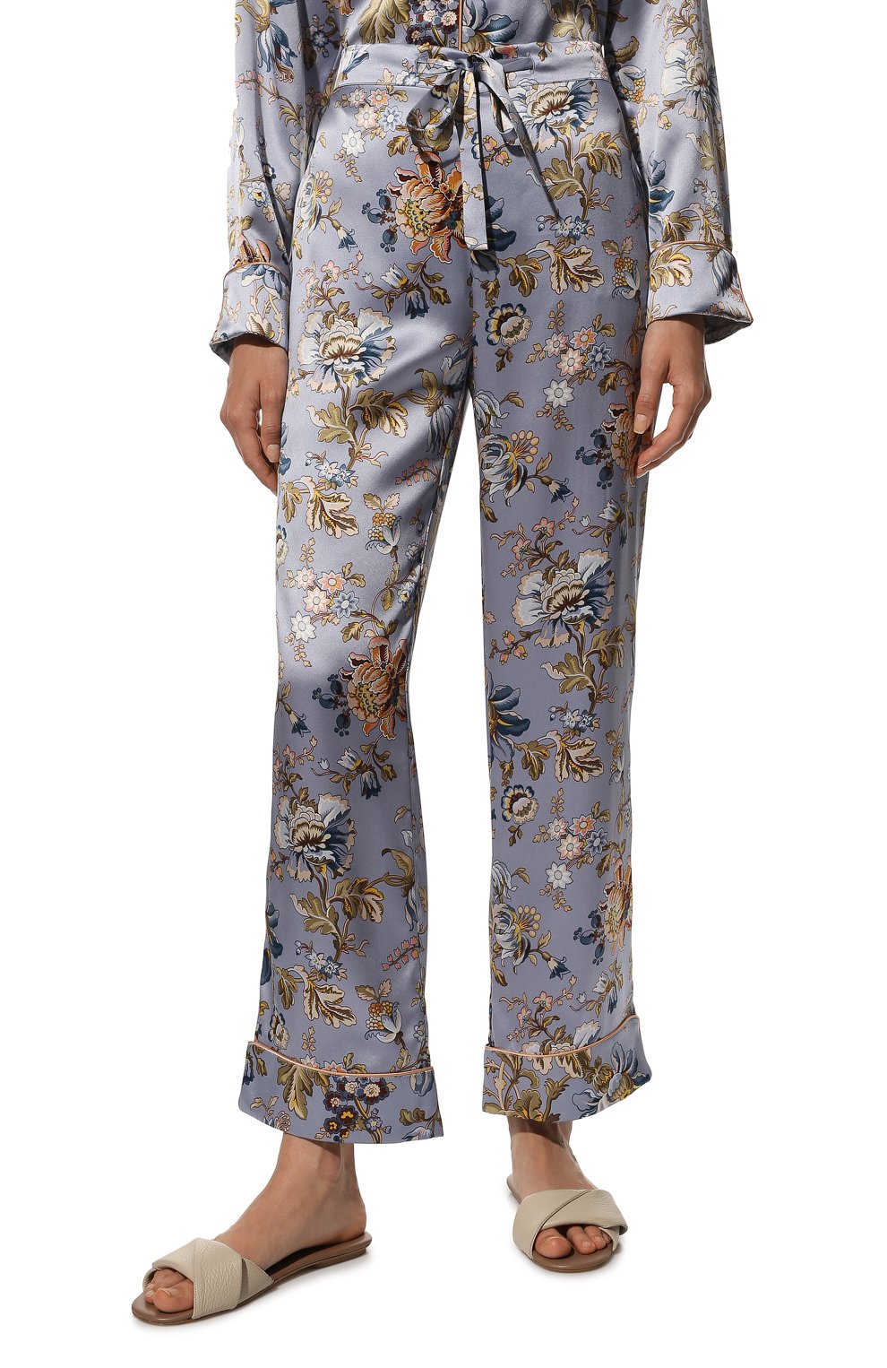 Женская шелковая пижама OLIVIA VON HALLE голубого цвета, арт. PS2205 | Фото 5 (Материал внешний: Шелк; Материал сплава: Проставлено; Нос: Не проставлено)