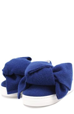 Детские текстильные слипоны с бантом JOSHUA SANDERS синего цвета, арт. K0078B/NAVY FELT B0W | Фото 1 (Материал внешний: Текстиль; Статус проверки: Проверено)