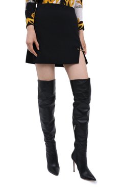 Женская юбка из вискозы VERSACE черного цвета, арт. A83920/A208429 | Фото 3 (Длина Ж (юбки, платья, шорты): Мини; Женское Кросс-КТ: Юбка-одежда; Материал подклада: Синтетический материал; Материал внешний: Вискоза)