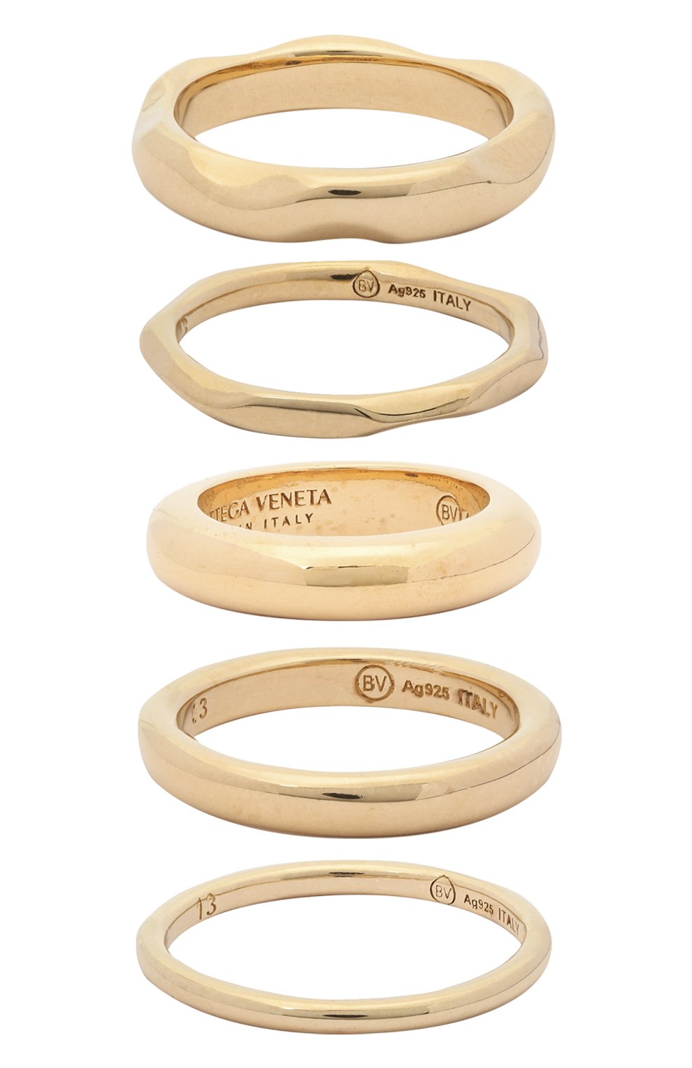 Женское набор из пяти колец BOTTEGA VENETA золотого цвета, арт. 637081/VAHU0 | Фото 1 (Материал: Серебро; Региональные ограничения белый список (Axapta Mercury): RU)