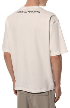 Мужская хлопковая футболка COMME DES FUCKDOWN белого цвета, арт. CDFU1877 | Фото 4 (Длина (для топов): Стандартные; Принт: С принтом; Материал внешний: Хлопок; Стили: Спорт-шик; Рукава: 3/4)
