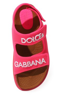 Детские сандалии DOLCE & GABBANA розового цвета, арт. DA5128/AQ687/37-39 | Фото 4 (Материал внешний: Текстиль; Материал внутренний: Текстиль)