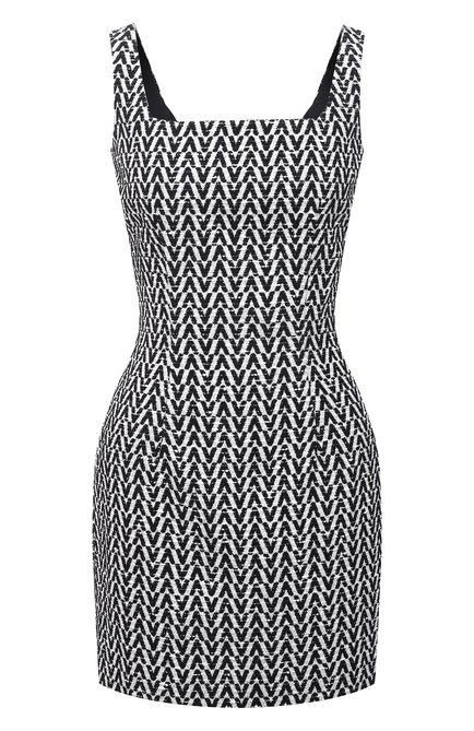 Женское хлопковое платье VALENTINO черно-белого цвета по цене 239500 руб., арт. WB3VAW366FG | Фото 1