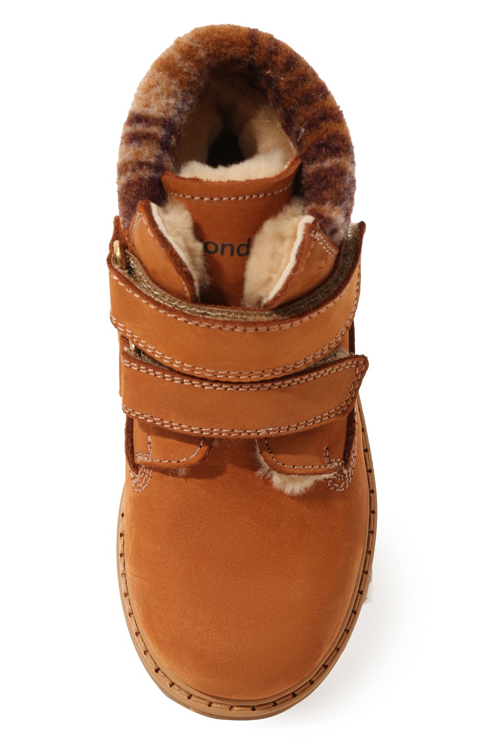 Детские кожаные ботинки RONDINELLA светло-коричневого цвета, арт. 11201BM/634/17-27 | Фото 4 (Материал утеплителя: Натуральный мех)