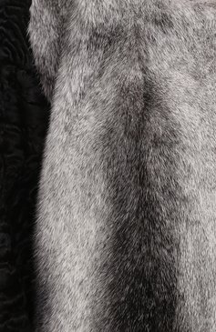 Женская шуба из меха норки и каракуля KITON серого цвета, арт. D40687U/4L03 | Фото 5 (Женское Кросс-КТ: Мех; Рукава: Длинные; Материал внешний: Натуральный мех; Длина (верхняя одежда): До середины бедра; Материал подклада: Шелк)