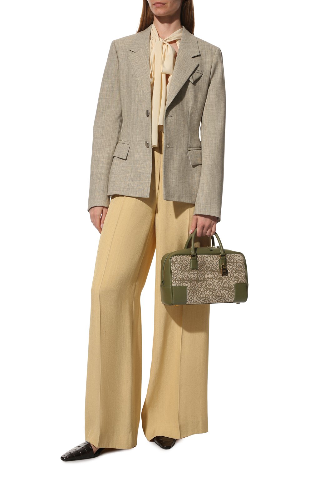 Женская сумка amazona 28 LOEWE зеленого цвета, арт. A039N08X02 | Фото 3 (Сумки-технические: Сумки top-handle; Размер: medium; Материал: Натуральная кожа, Текстиль; Ремень/цепочка: На ремешке)