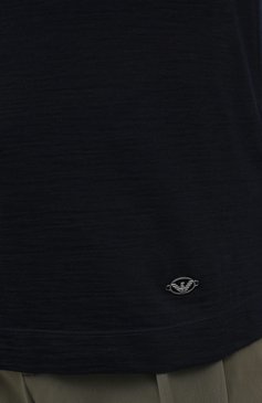 Мужская футболка из шерсти и вискозы EMPORIO ARMANI синего цвета, арт. 6H1TC5/1JBZZ | Фото 5 (Материал внешний: Шерсть, Вискоза; Принт: Без принта; Рукава: Короткие; Длина (для топов): Стандартные; Мужское Кросс-КТ: Футболка-одежда; Стили: Кэжуэл)
