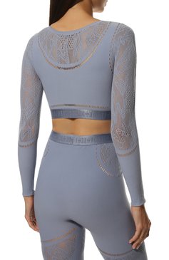 Женский топ WOLFORD голубого цвета, арт. 52963 | Фото 4 (Женское Кросс-КТ: Топ-спорт; Рукава: Длинные; Кросс-КТ: Спорт; Материал внешний: Синтетический материал; Стили: Спорт-шик; Длина (для топов): Укороченные)