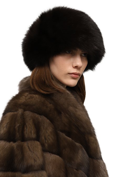 Женская шапка из меха соболя KUSSENKOVV коричневого цвета, арт. 013500003008 | Фото 2 (Материал: Натуральный мех)