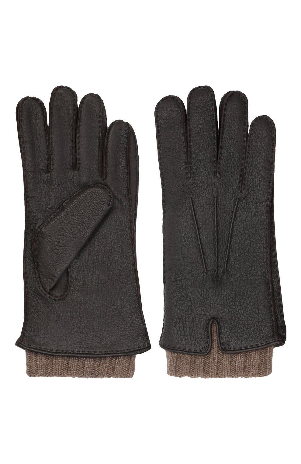 Мужские кожаные перчатки LORO PIANA темно-коричневого цвета, арт. FAG4758 | Фото 2 (Материал: Натуральная кожа; Мужское Кросс-КТ: Кожа и замша; Статус проверки: Проверена категория)