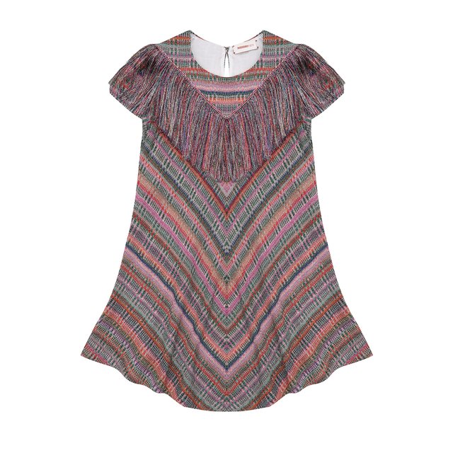 Трикотажное мини-платье с принтом и бахромой Missoni