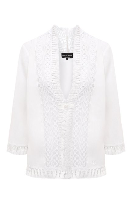 Женская льняная блузка GIORGIO ARMANI белого цвета по цене 179000 руб., арт. 2SHCC030/T0381 | Фото 1
