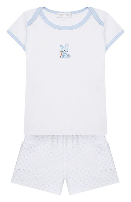 Детский комплект из топа и шорт MAGNOLIA BABY голубого цвета, арт. 755-102-LB | Фото 1 (Материал внешний: Хлопок; Рукава: Короткие; Кросс-КТ НВ: Костюм)