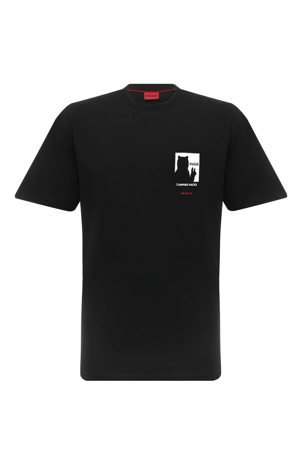 Хлопковая футболка HUGO 50494384, цвет чёрный, размер 52
