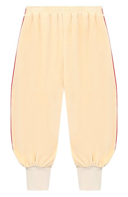 Детские хлопковые брюки GUCCI бежевого цвета, арт. 634414/XJCT8 | Фото 1 (Материал внешний: Хлопок; Мальчики Кросс-КТ: Брюки-одежда; Случай: Повседневный; Ростовка одежда: 10 - 11 лет | 140 - 146см, 4 года | 104 см, 5 лет | 110 см, 6 лет | 116 см, 8 лет | 128 см)