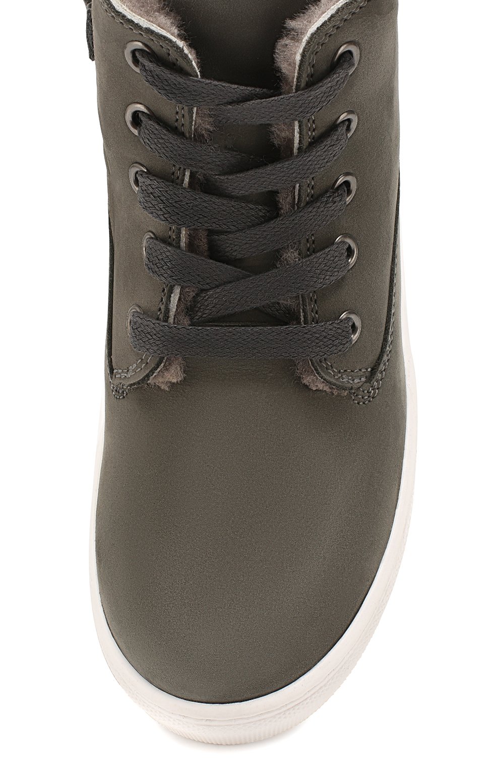 Детские кожаные ботинки с меховой отделкой ATLANTA MOCASSIN серого цвета, арт. 9RG8NB595T4PTT/28-34 | Фото 4 (Материал утеплителя: Натуральный мех; Статус проверки: Проверена категория)