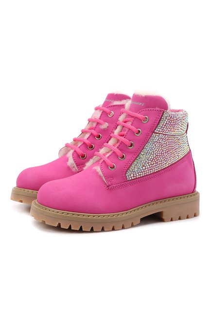 Детские кожаные ботинки MISSOURI розового цвета, арт. 4839 B/18-26 | Фото 1 (Материал утеплителя: Натуральный мех; Материал внешний: Кожа)