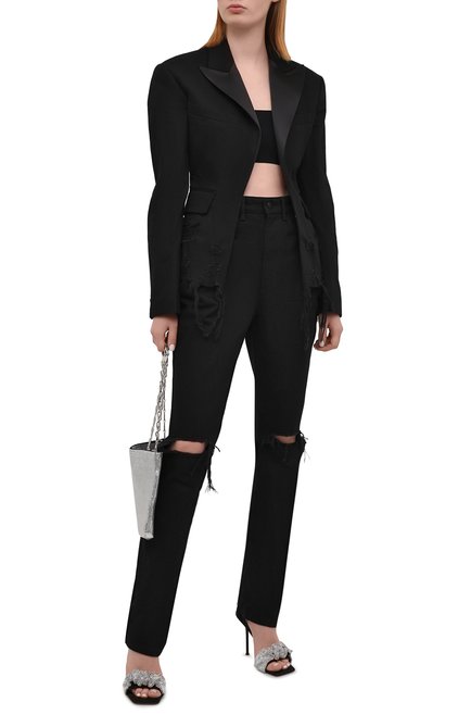 Женские джинсы DENIM X ALEXANDER WANG черного цвета, арт. 4DC2214929 | Фото 2 (Материал внешний: Хлопок, Деним; Длина (брюки, джинсы): Удлиненные; Силуэт Ж (брюки и джинсы): Прямые; Стили: Гранж; Детали: Потертости; Кросс-КТ: Деним; Региональные ограничения белый список (Axapta Mercury): RU)