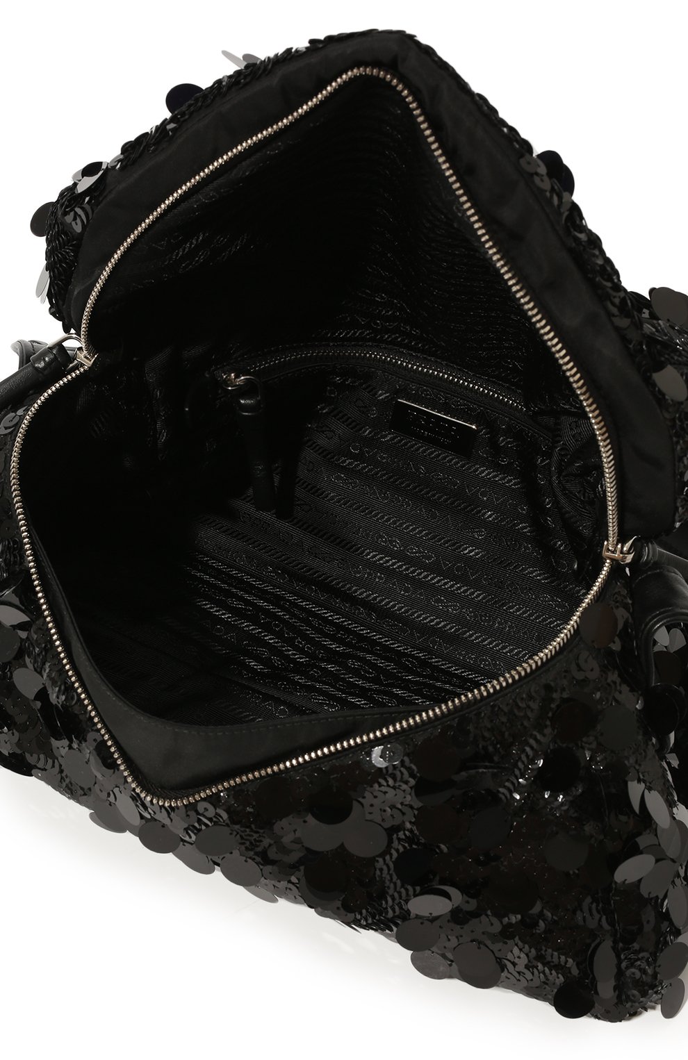 Женская сумка signaux PRADA черного цвета, арт. 1BC165-2DX0-F0002-OOO | Фото 5 (Женское Кросс-КТ: Вечерняя сумка; Сумки-технические: Сумки top-handle; Материал: Натуральная кожа; Размер: large)