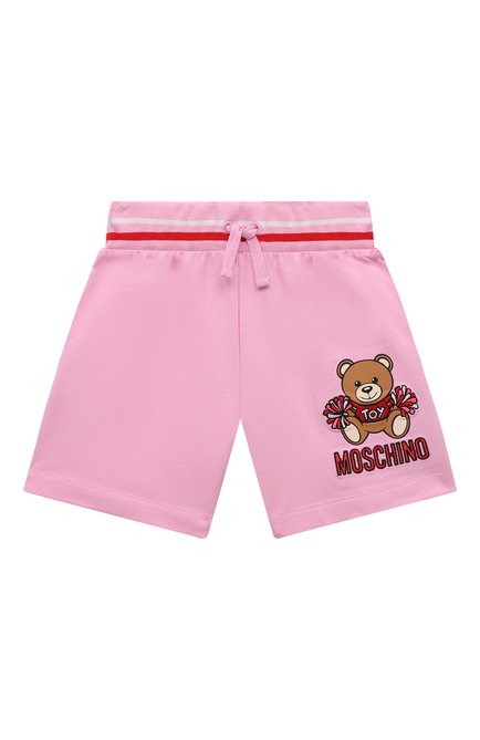 Детские хлопковые шорты MOSCHINO розового цвета, арт. HCQ002/LDA12/10A-14A | Фото 1 (Материал внешний: Хлопок; Случай: Повседневный; Ростовка одежда: 10 - 11 лет | 140 - 146см, 12 лет | 152 см, 13 - 15 лет | 158 см)