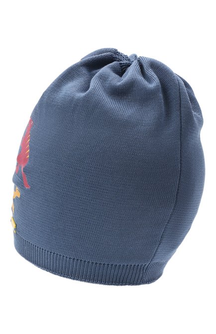 Детского хлопковая шапка IL TRENINO синего цвета, арт. 22 7805/18 | Фото 2 (Материал: Хлопок, Текстиль; Региональные ограничения белый список (Axapta Mercury): RU)