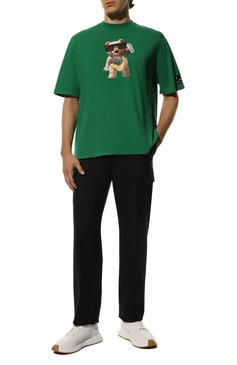 Мужская хлопковая футболка DIEGO VENTURINO зеленого цвета, арт. FW22-DV TS0 P0G | Фото 2 (Рукава: Короткие; Длина (для топов): Стандартные; Стили: Гранж; Принт: С принтом; Материал внешний: Хлопок)