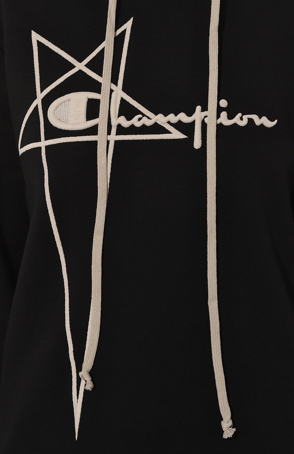 Женский хлопковое худи rick owens x champion RICK OWENS черного цвета, арт. CW02C9227/CHFE | Фото 5 (Рукава: Длинные; Длина (для топов): Удлиненные; Материал сплава: Проставлено; Материал внешний: Хлопок; Стили: Спорт-шик; Женское Кросс-КТ: Худи-одежда; Драгоценные камни: Проставлено)