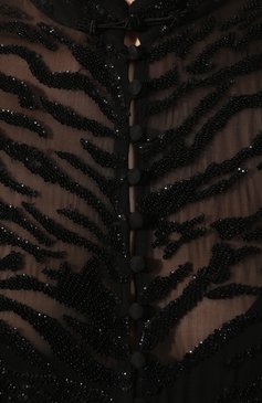 Женское шелковое платье SAINT LAURENT черного цвета, арт. 615093/Y115W | Фото 5 (Материал внешний: Шелк; Рукава: Длинные; Случай: Вечерний; Длина Ж (юбки, платья, шорты): Миди; Материал подклада: Шелк; Женское Кросс-КТ: Платье-одежда)