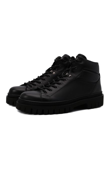 Мужские кожаные ботинки BARRETT черного цвета, арт. ASPEN-11481.7/C0RAL | Фото 1 (Подошва: Массивная; Материал утеплителя: Натуральный мех; Мужское Кросс-КТ: Ботинки-обувь, Хайкеры-обувь, зимние ботинки; Материал внешний: Кожа)