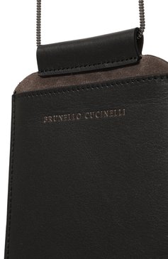 Кожаный чехол для iphone BRUNELLO CUCINELLI черного цвета, арт. MWHED2531 | Фото 3 (Женское Кросс-КТ: Кожа iPhone)