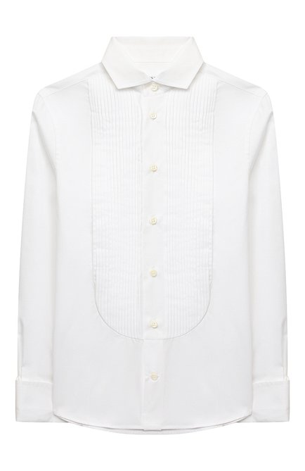 Детская хлопковая рубашка BRUNELLO CUCINELLI белого цвета по цене 59950 руб., арт. BE624S100B | Фото 1