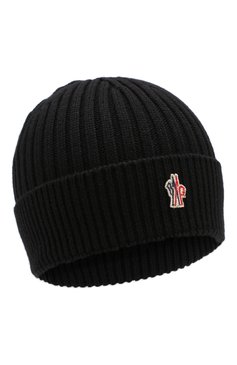 Мужская шерстяная шапка MONCLER черного цвета, арт. D2-097-00259-00-04761 | Фото 1 (Материал: Текстиль, Шерсть; Кросс-КТ: Трикотаж)