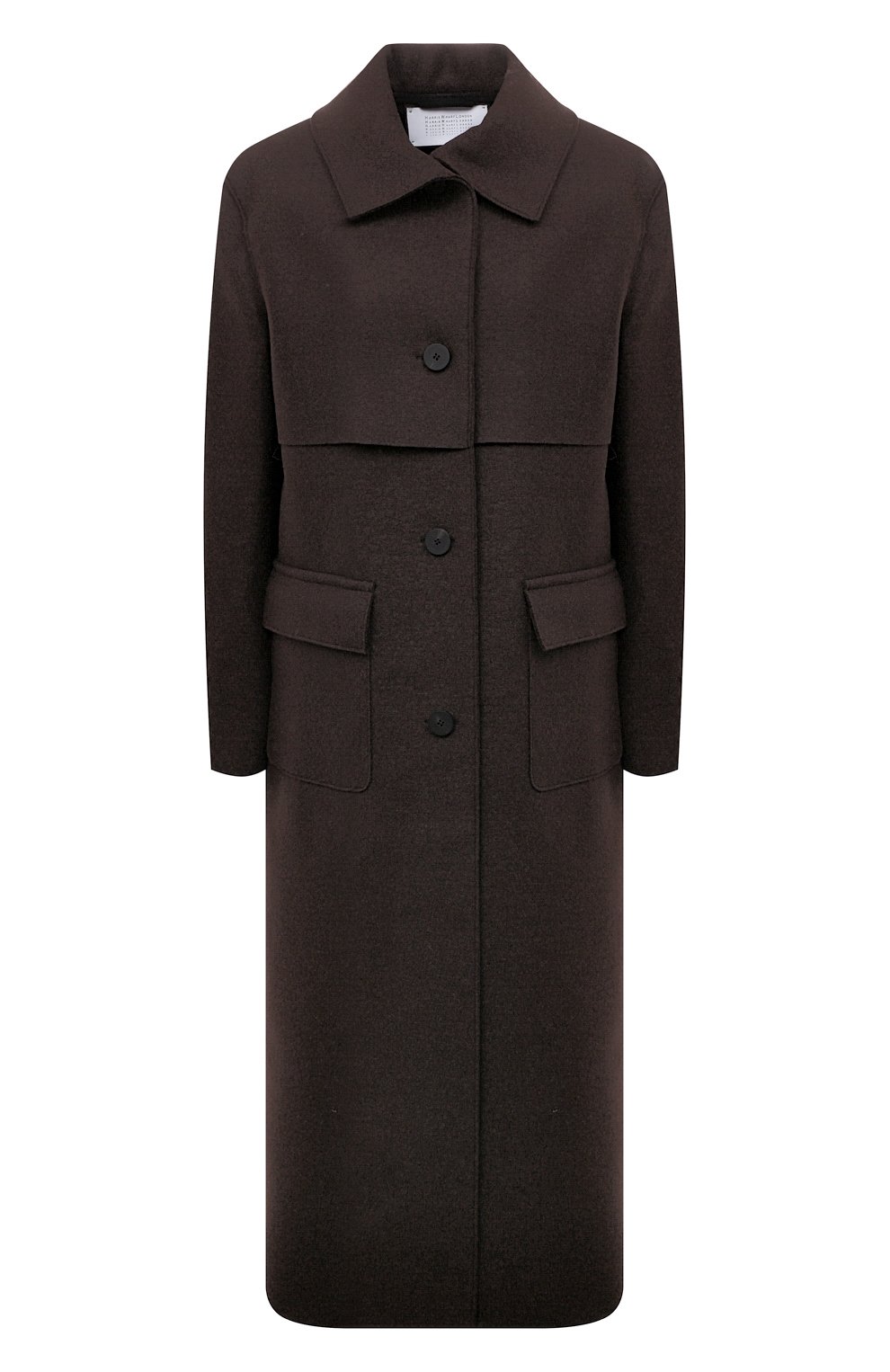 Женское шерстяное пальто HARRIS WHARF LONDON коричневого цвета, арт. A1551MLK-Y | Фото 1 (Материал внешний: Шерсть; Рукава: Длинные; Материал сплава: Проставлено; Стили: Классический; Материал подклада: Синтетический материал; Длина (верхняя одежда): Длинные; 1-2-бортные: Однобортные; Драгоценные камни: Проставлено)
