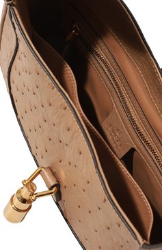 Женская сумка jackie 1961 small из кожи страуса GUCCI бежевого цвета, арт. 636709 EY00G | Фото 5 (Сумки-технические: Сумки top-handle; Размер: small)